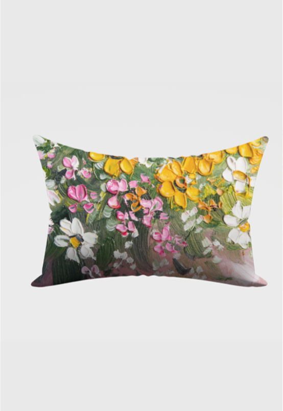 Flowery Painting Style Pillow Cover