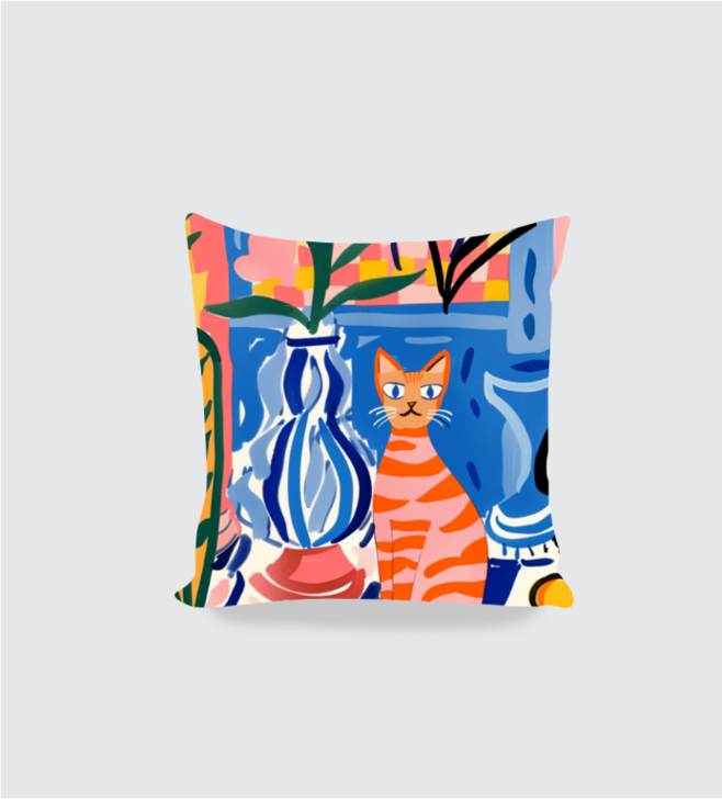 Cat Home Alone Boho Cushion Cover 16*16