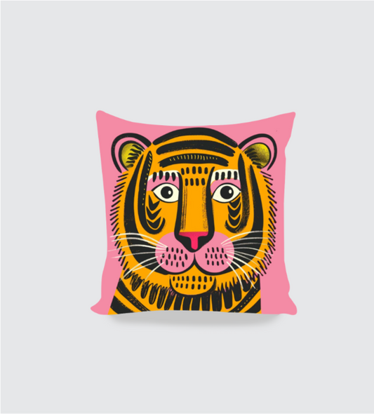 Folksy Tiger Designer Boho Cushion Cover