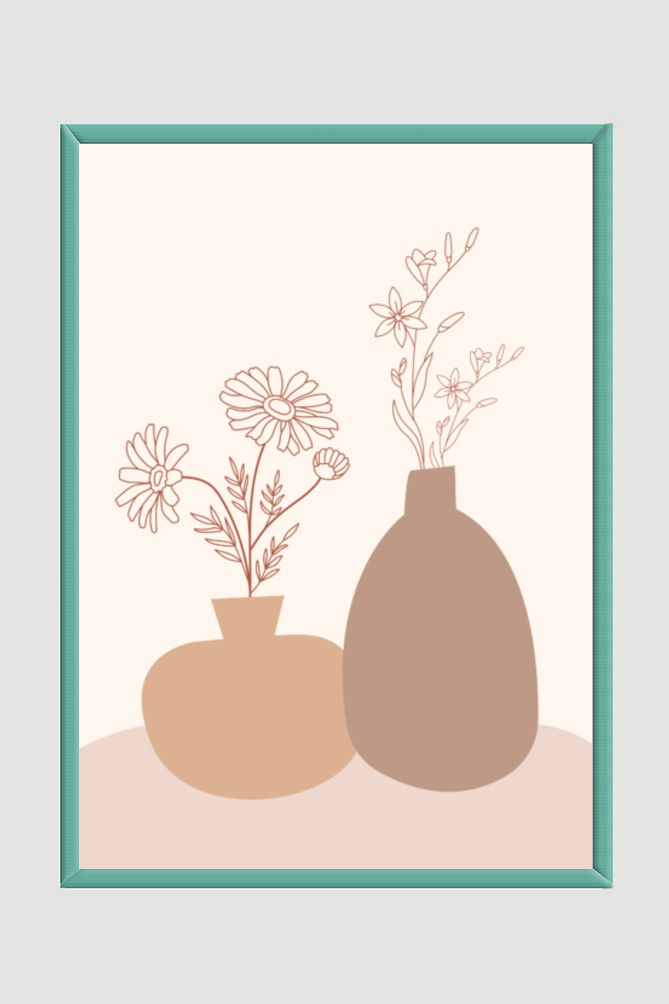 Flower Pot Abstract Boho Wall Art