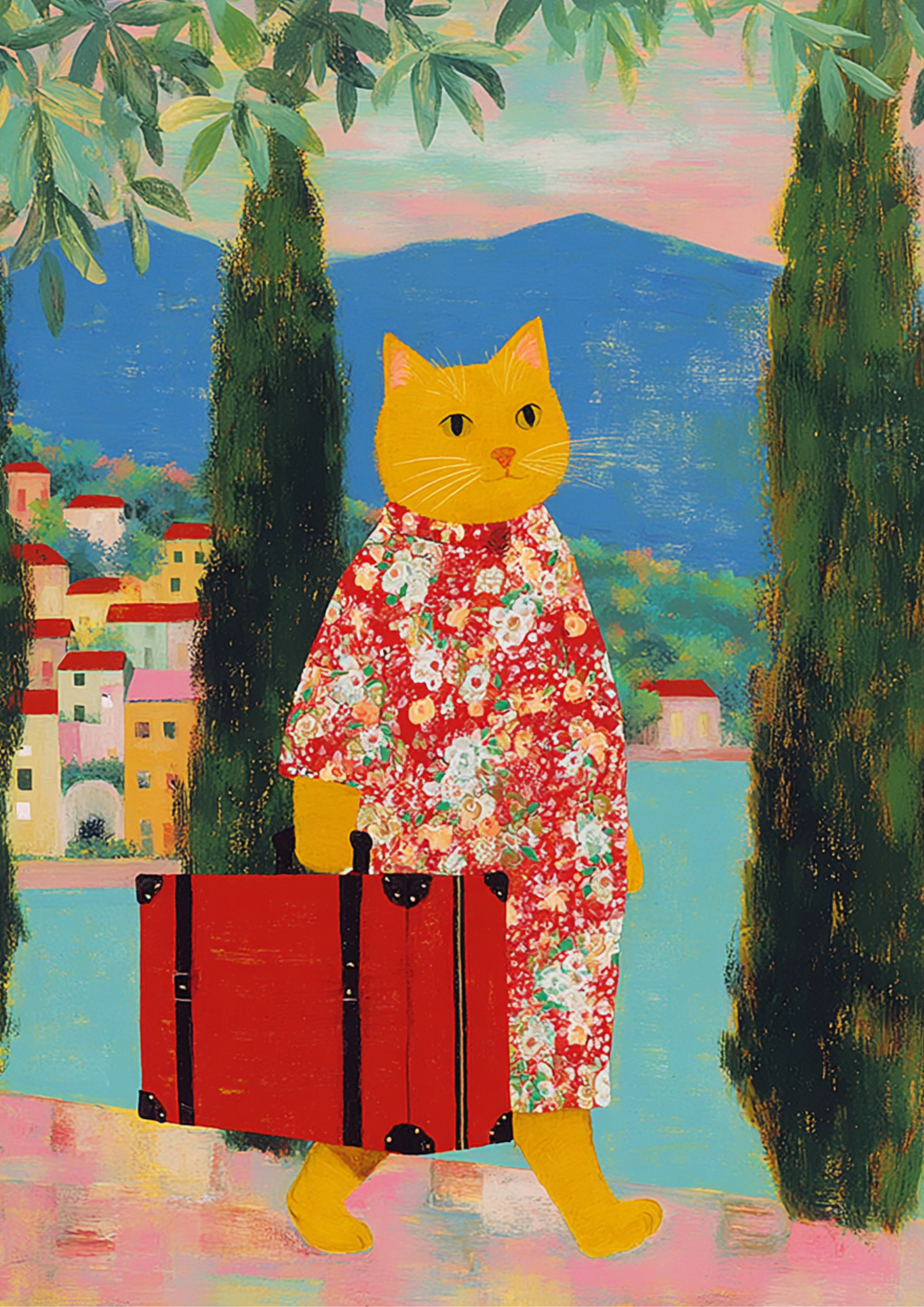 Cat The Traveller Framed Poster Boho Wall Art