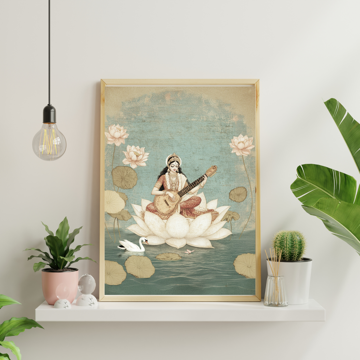Saraswati Ji Wall Art Painting