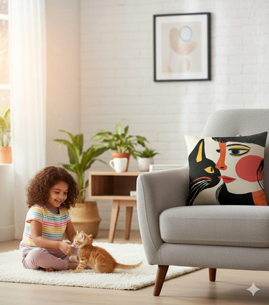 Cat & Me Boho Designer Cushion Cover