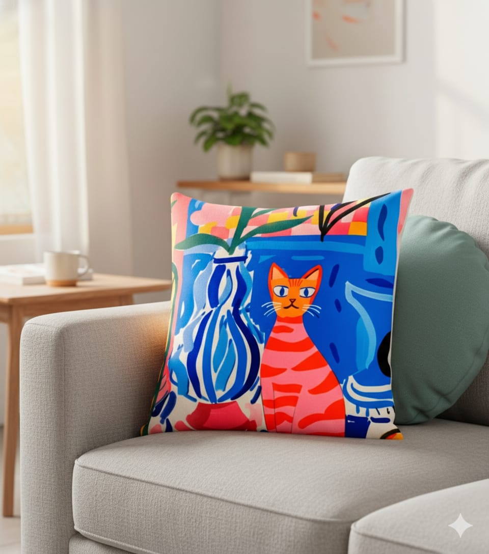Cat Home Alone Boho Cushion Cover 16*16