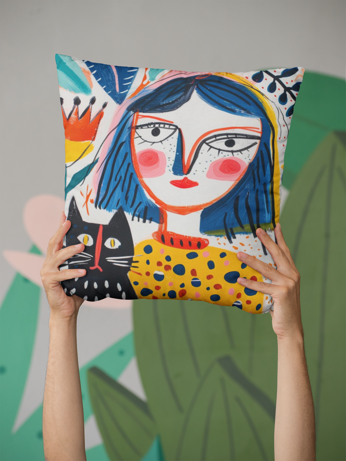 Cat and me Cushion Boho Cover