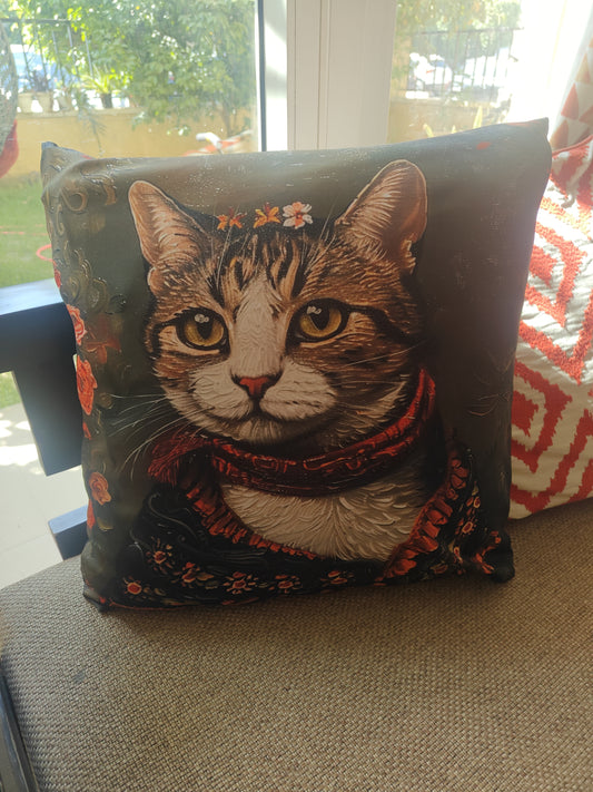 Madam Cat Boho Cushion cover