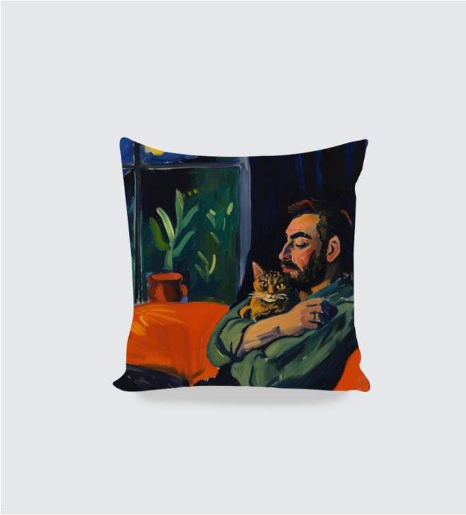 The Cat Guy Boho Cushion Cover