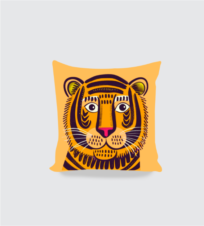 Folksy Tiger Designer Boho Cushion Cover