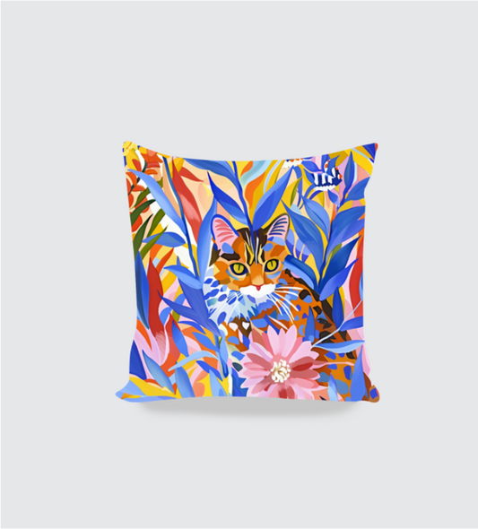 Cat In Wilderness Boho Cushion cover