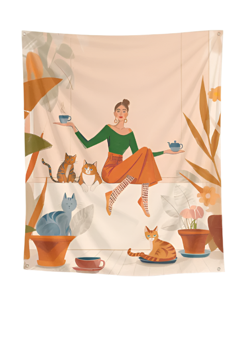 Cat Lady's Home Wall Art Tapestry 40*50