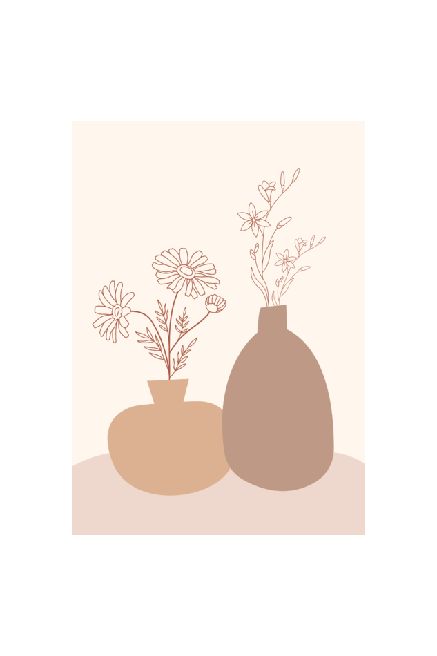 Flower Pot Abstract Boho Wall Art