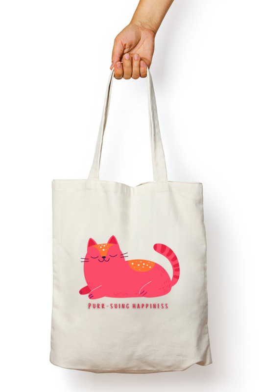 Purr-suing Happiness Zipped Tote Bag
