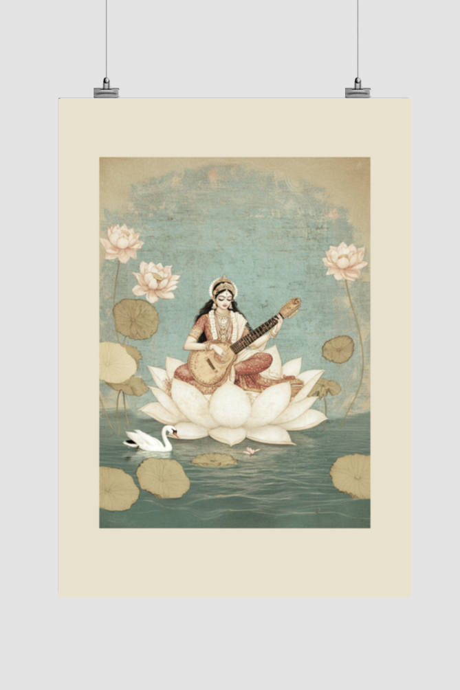 Saraswati Ji Wall Art Painting