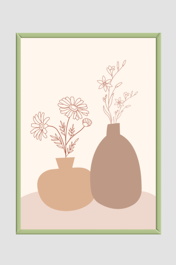 Flower Pot Abstract Boho Wall Art