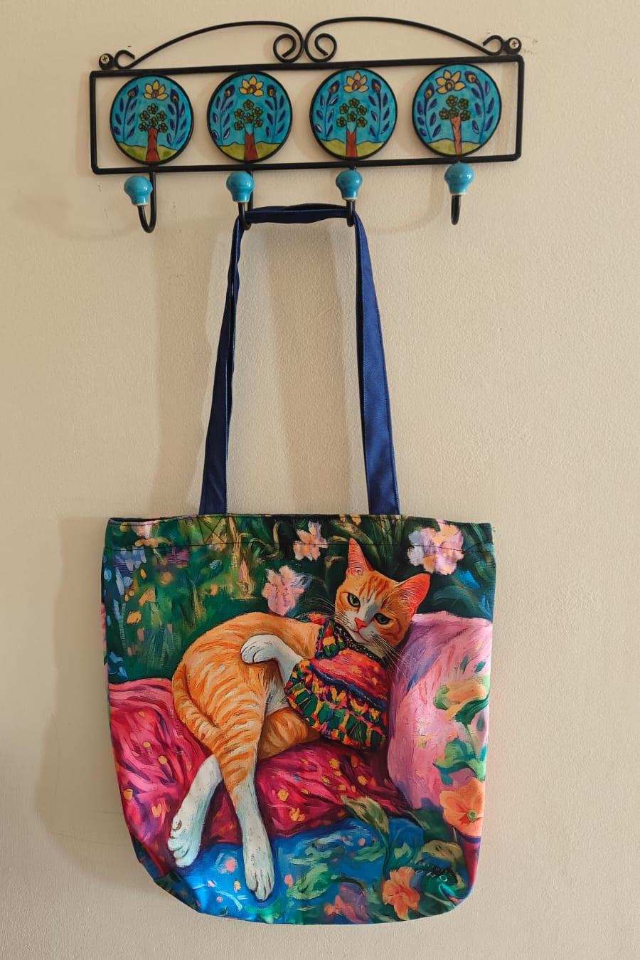 Cat In Leisure Both Side Printed Tote Bag With Zipper