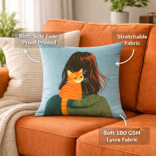 Cat & Me Boho Both Sides Printed Cushion Cover