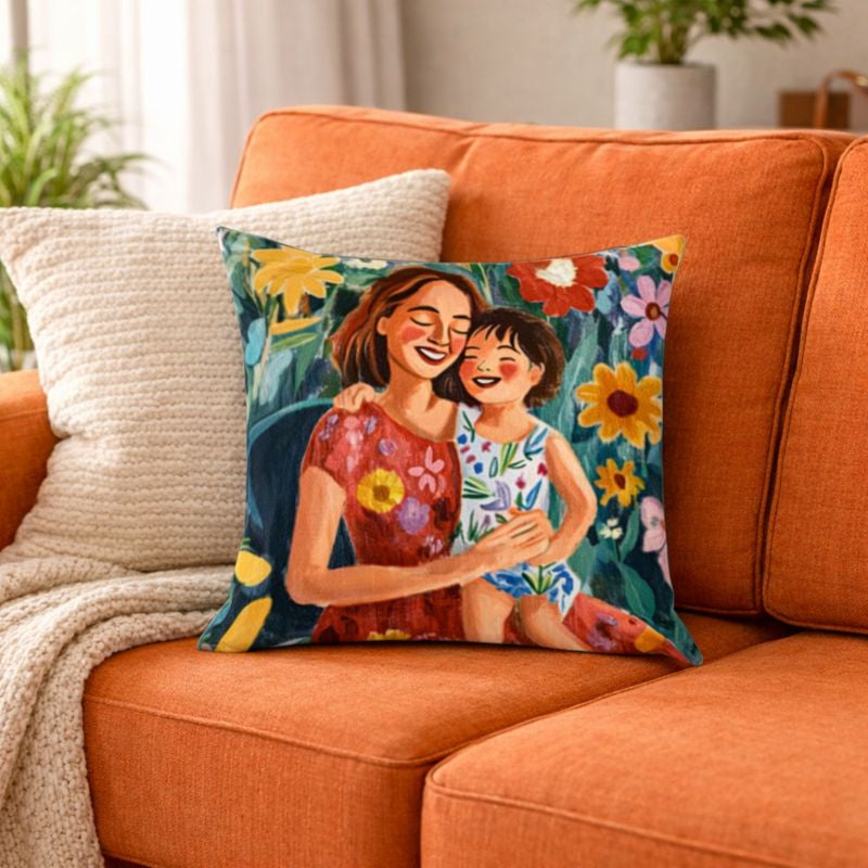 Mother & Daughter Designer Cushion Cover