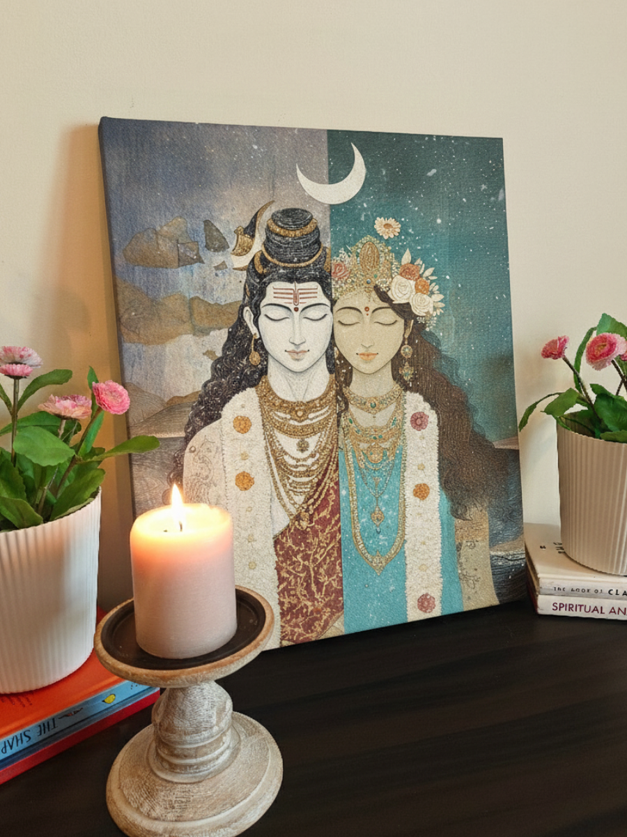 Shiva Shakti Wrapped Canvas Wall Art