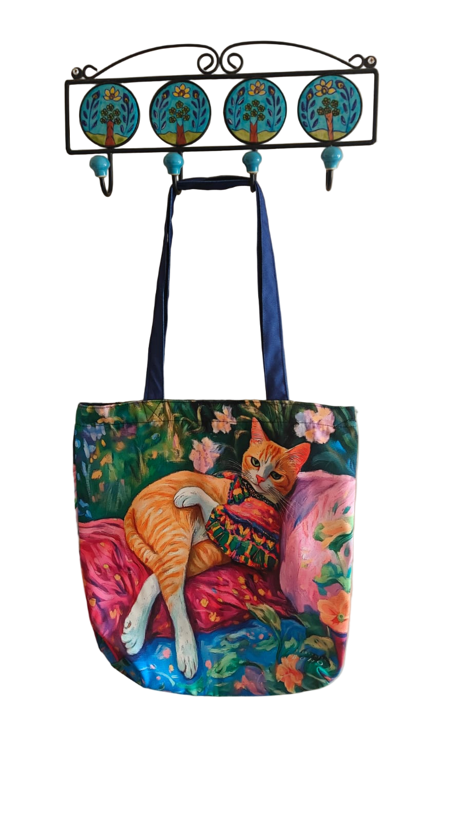 Cat In Leisure Both Side Printed Tote Bag With Zipper