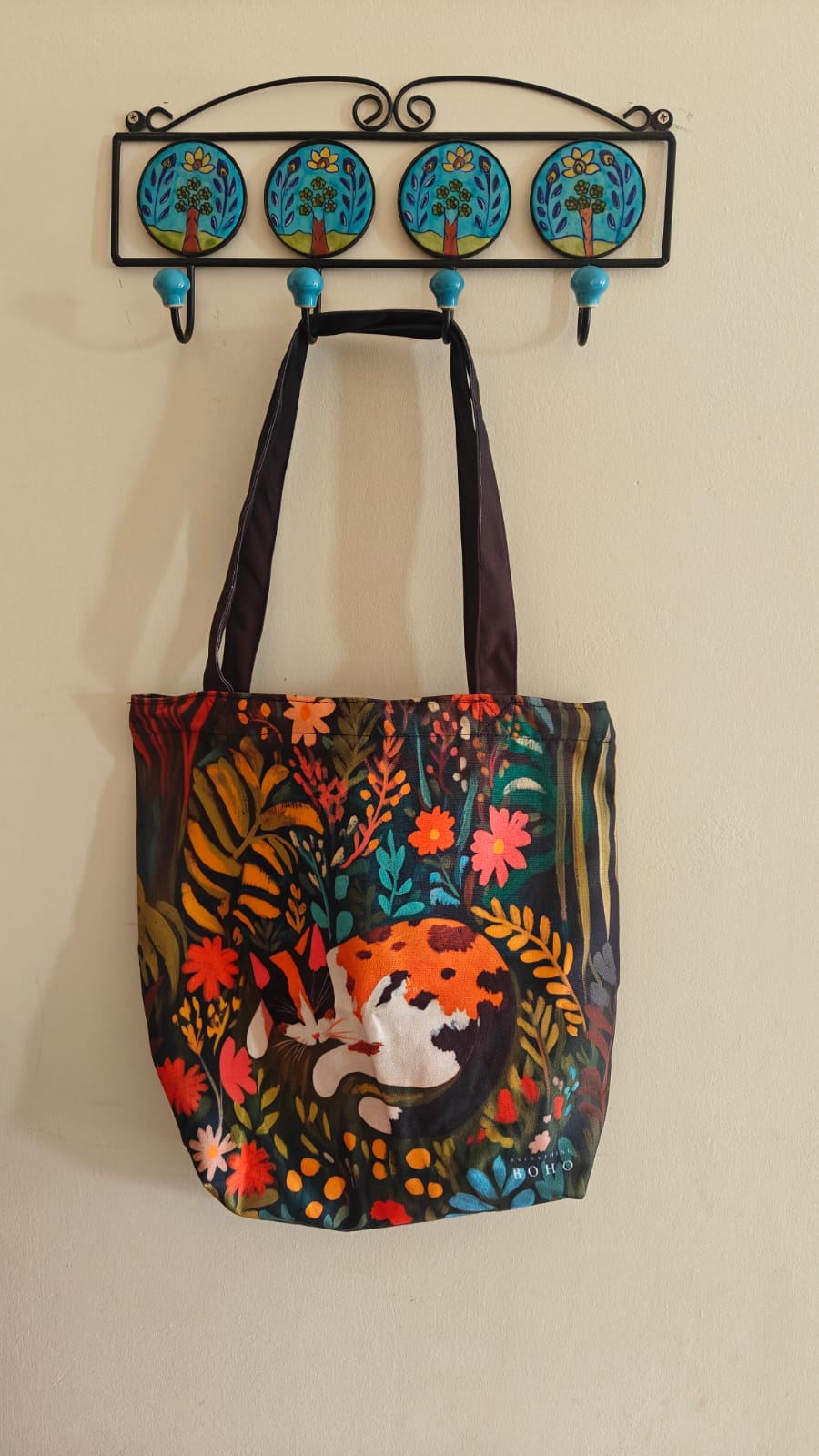 Calico Cat Both Side Printed Tote Bag With Zipper