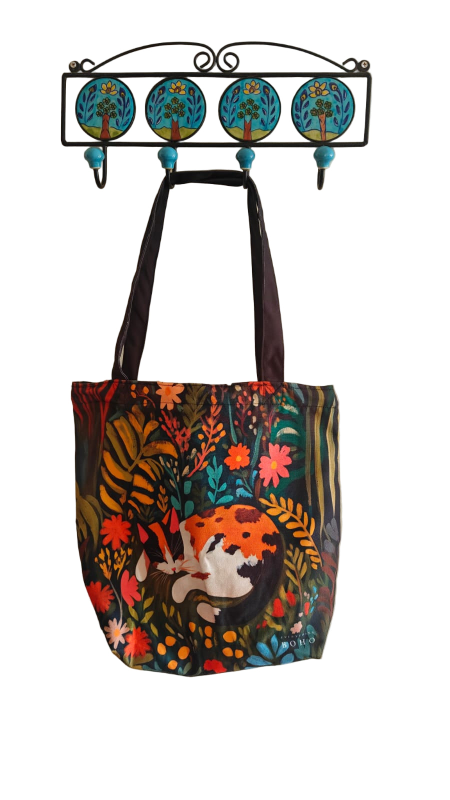Cats Lovers Both Side Printed Tote Bag With Zipper