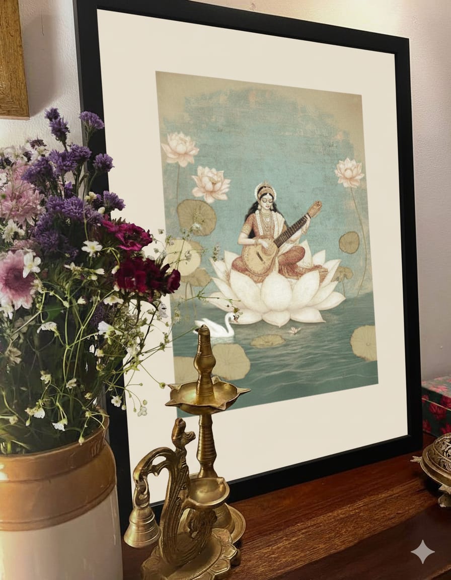 Saraswati Ji Wall Art Painting