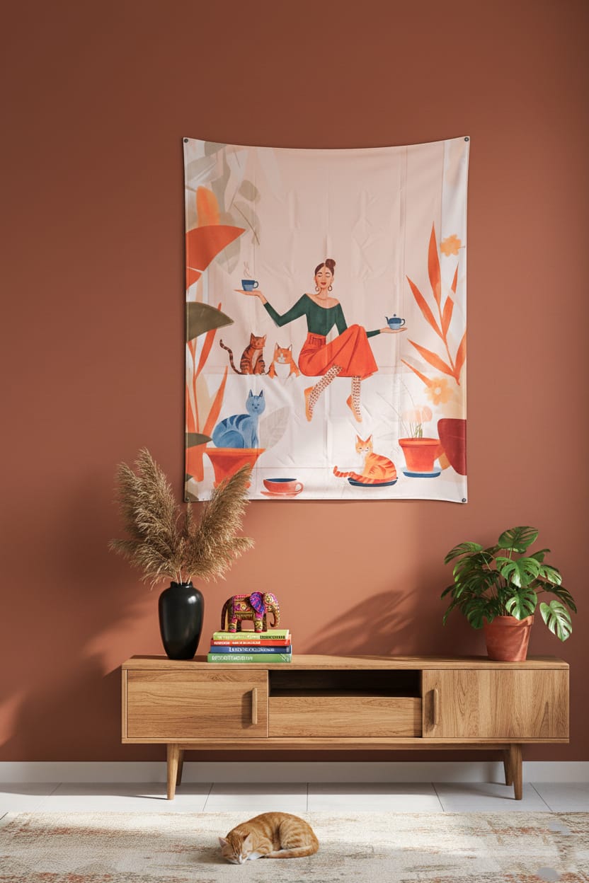 Cat Lady's Home Wall Art Tapestry