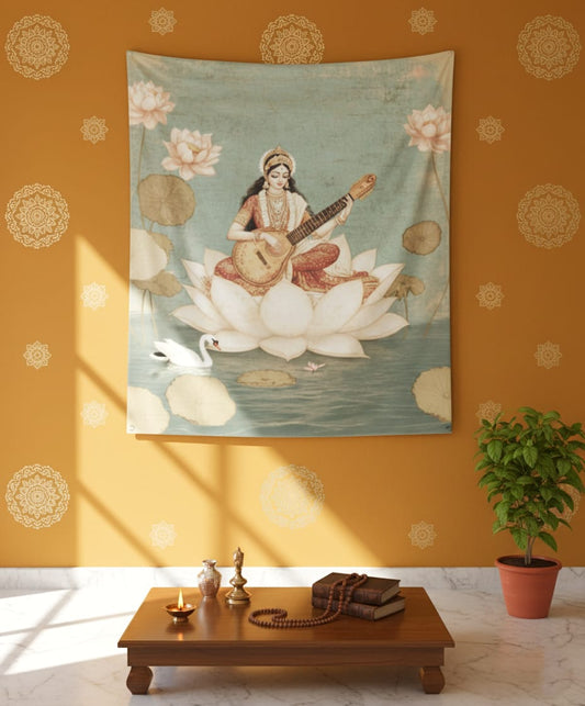 Saraswati Ji Auspicious Spiritual Tapestry