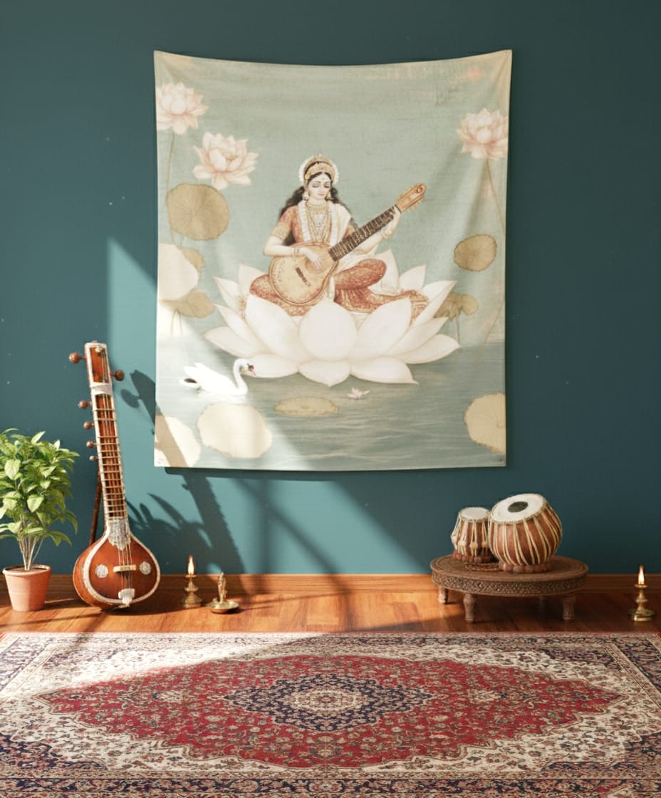 Saraswati Ji Auspicious Spiritual Tapestry