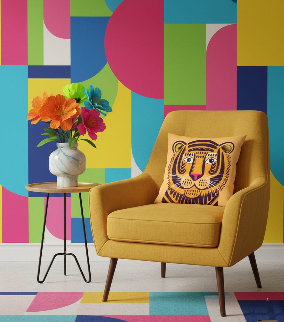 Folksy Tiger Designer Boho Cushion Cover