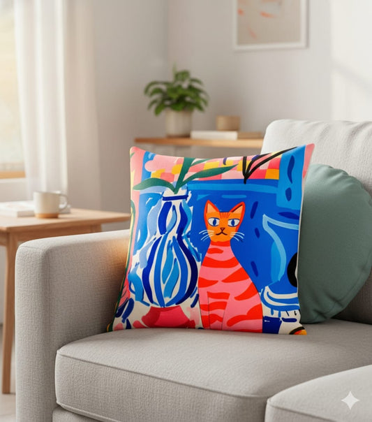 Cat Home Alone Boho Cushion Cover 16*16