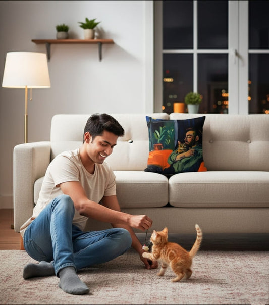 The Cat Guy Boho Cushion Cover