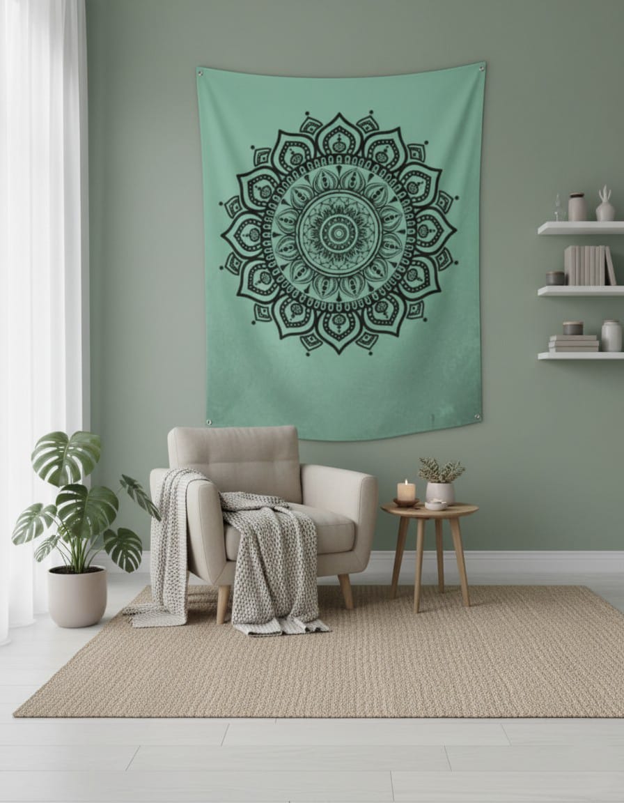 The Teal Mandala Tapestry