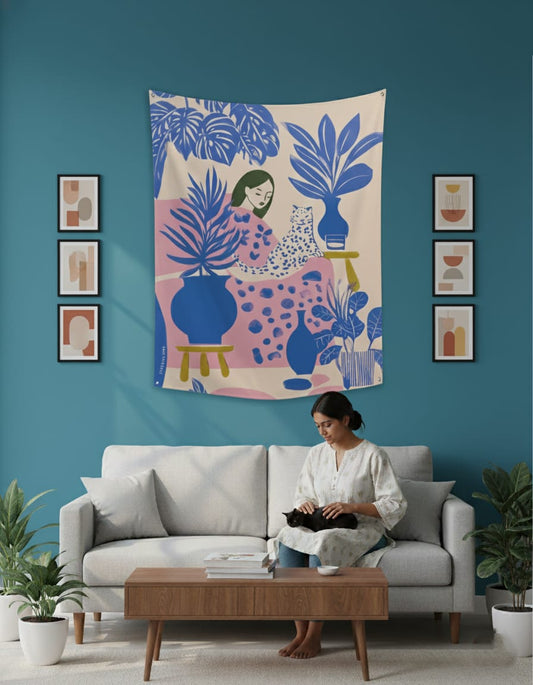 Cat Mom Sukoon Tapestry