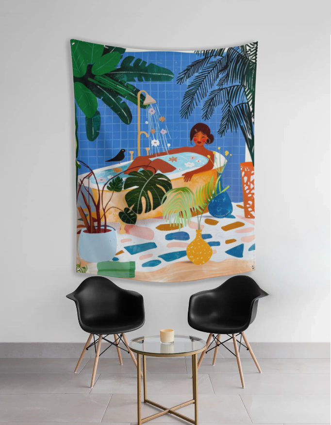 The Open Bath Fantasy Tapestry For Bathroom