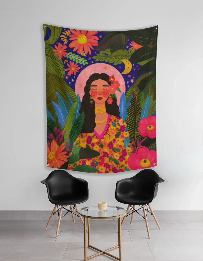 Boho Nature Goddess Tapestry