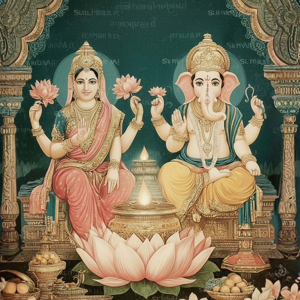 Lakshmi Ganesh Wrapped Canvas