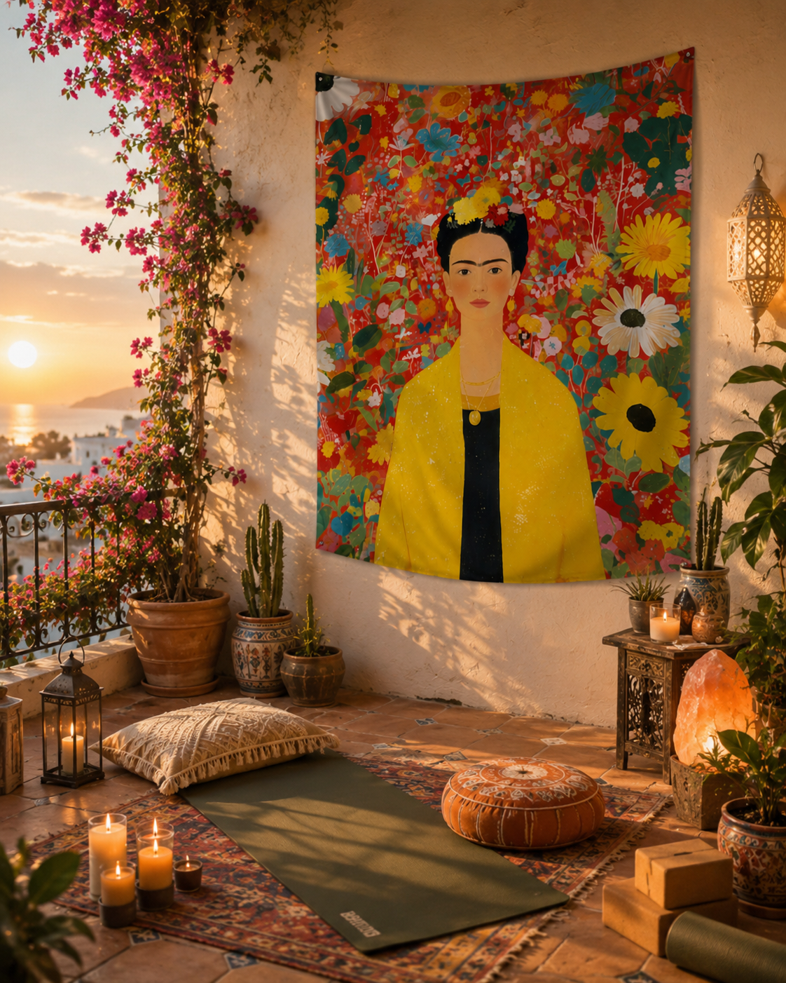 Frida Kahlo Whimsical Wall Art Tapestry