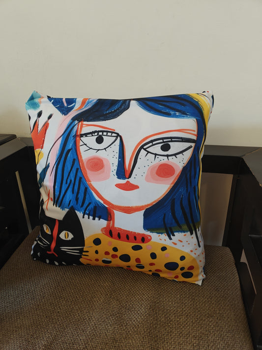 Cat and me Cushion Boho Cover
