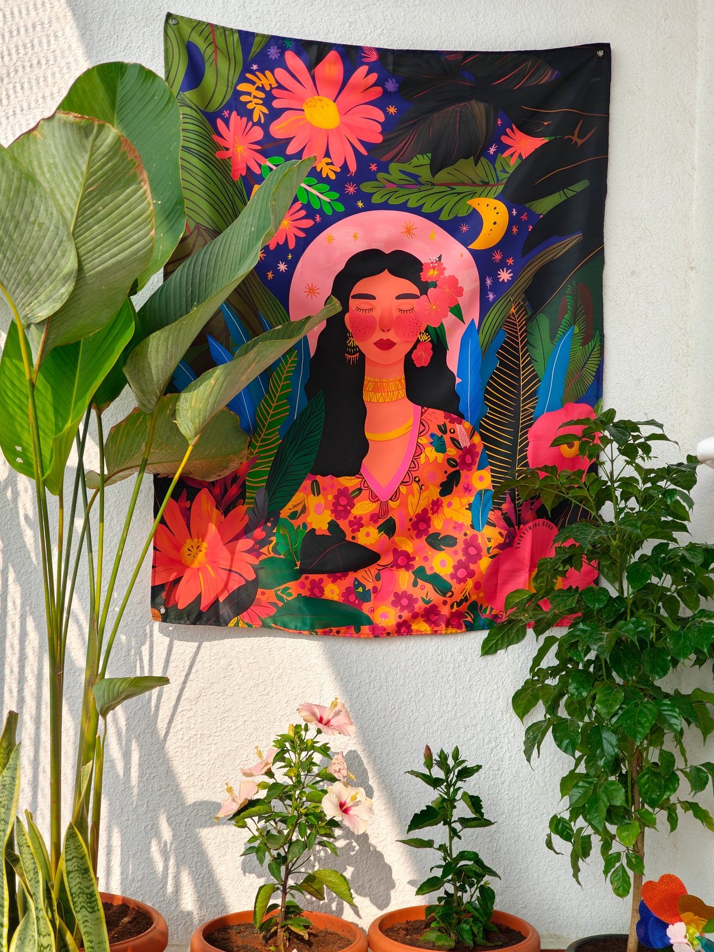 Boho Nature Goddess Tapestry - Spiritual Wall Art for Bedroom