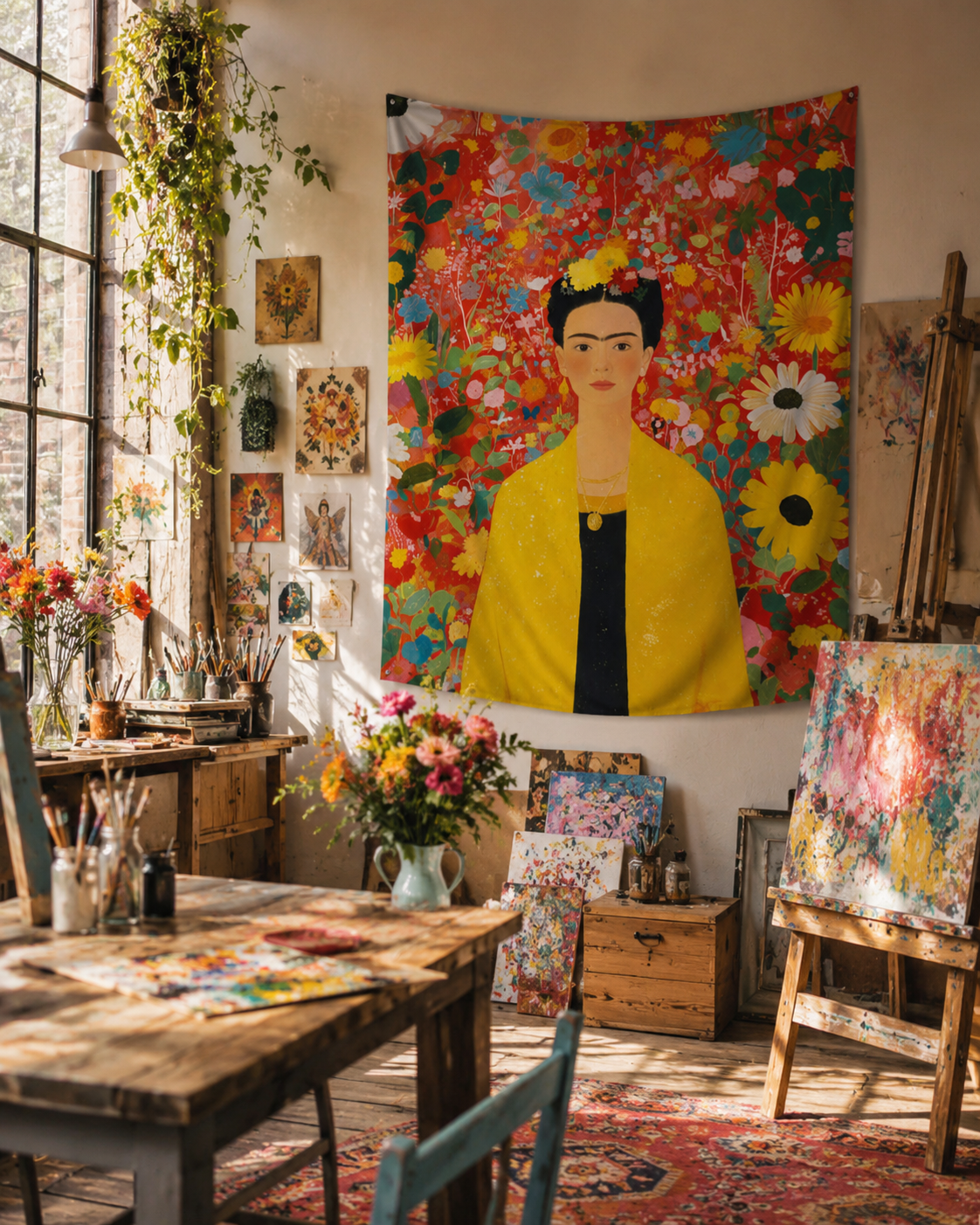 Frida Kahlo Whimsical Wall Art Tapestry