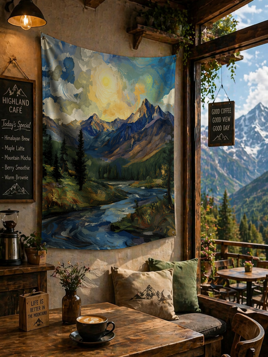 Golden Hour Peak Wall Art Tapestry
