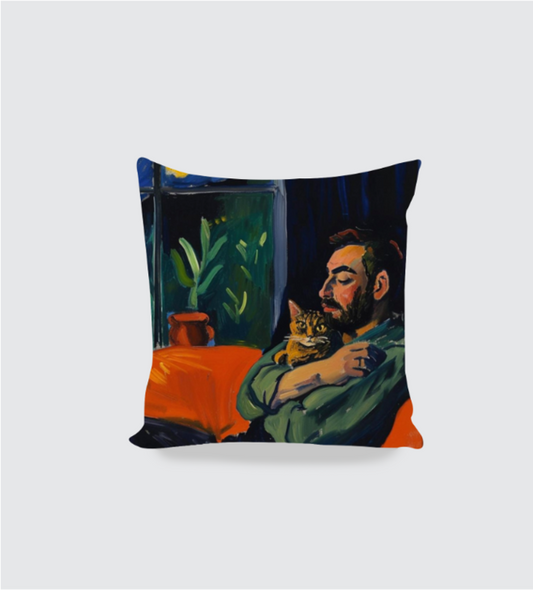 The Cat Guy Boho Cushion Cover