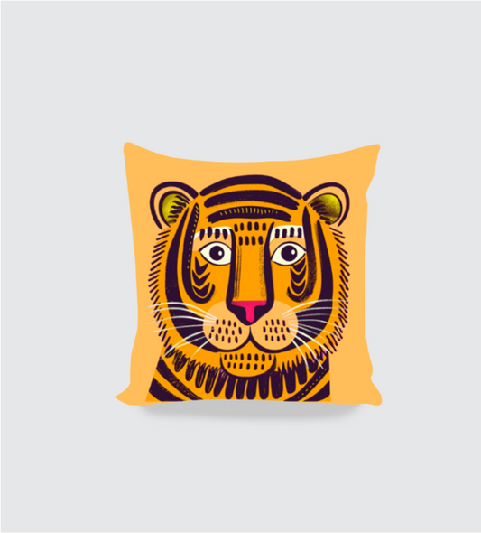 Folksy Tiger Designer Boho Cushion Cover